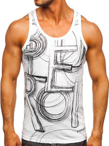 Bolf Herren Tank Top mit Motiv Weiß  14846