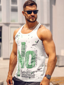 Bolf Herren Tank Top mit Motiv Weiß  14852A