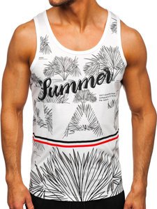 Bolf Herren Tank Top mit Motiv Weiß  HY812