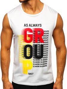 Bolf Herren Tank Top mit Motiv Weiß  KS2092