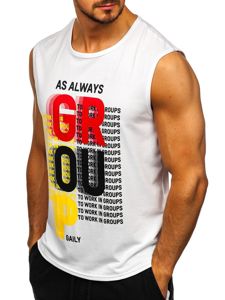 Bolf Herren Tank Top mit Motiv Weiß  KS2092