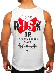 Bolf Herren Tank Top mit Motiv Weiß-Rot  HY818