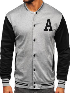 Bolf Herren Übergagsjacke Baseballjacke Collegejacke Bomberjacke Grau  8B1157