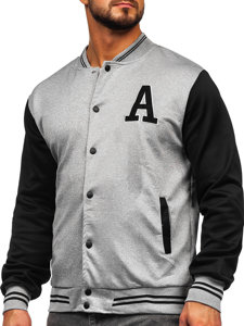 Bolf Herren Übergagsjacke Baseballjacke Collegejacke Bomberjacke Grau  8B1157