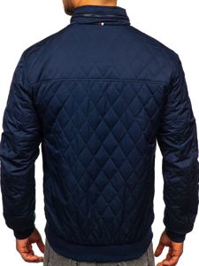 Bolf Herren Übergagsjacke Bomberjacke mit Steppmuster Dunkelblau 2054