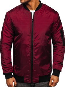 Bolf Herren Übergangsjacke Bomberjacke Weinrot  AK95