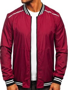 Bolf Herren Übergangsjacke Bomberjacke Weinrot  M10298