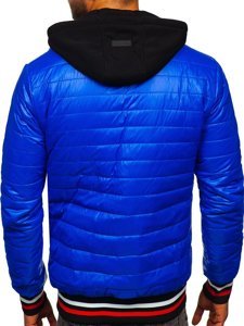 Bolf Herren Übergangsjacke Bomberjacke mit Kapuze Blau 6192