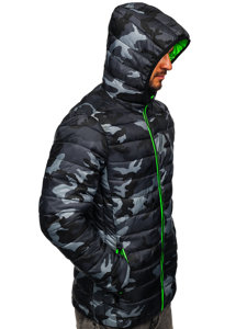 Bolf Herren Übergangsjacke Sport  Jacke Camo Dunkelblau  SM83