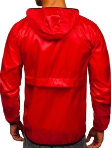 Bolf Herren Übergangsjacke Sportjacke Anorak mit Kapuze Rot  5061