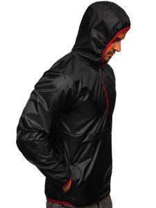 Bolf Herren Übergangsjacke Sportjacke Anorak mit Kapuze Schwarz  5061