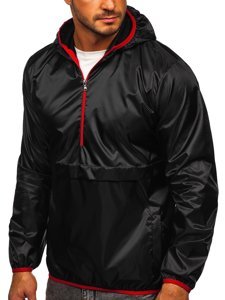 Bolf Herren Übergangsjacke Sportjacke Anorak mit Kapuze Schwarz  5061