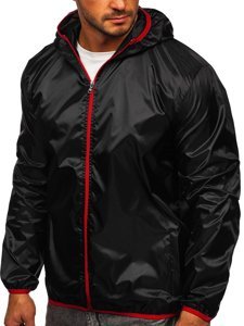 Bolf Herren Übergangsjacke Windjacke mit Kapuze Schwarz  5060