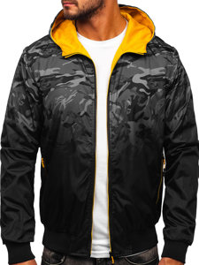 Bolf Herren Übergangsjacke Zweiseitig Sportjacke Camouflage Grau  7200