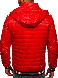 Bolf Herren Übergangsjacke mit Steppmuster Rot  6191