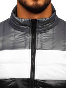 Bolf Herren Übergangsjacke mit Steppmuster Schwarz  6111