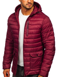 Bolf Herren Übergangsjacke mit Steppmuster Weinrot  M13001