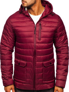 Bolf Herren Übergangsjacke mit Steppmuster Weinrot  M13001