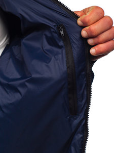 Bolf Herren Übergangsjacke mit versteckter Kapuze Dunkelblau  5M3102