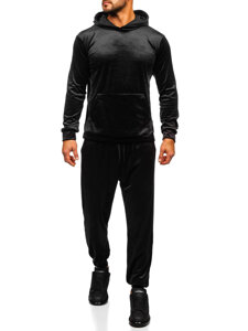 Bolf Herren Velours Freizeitanzug Sport Set Zweileiler mit Kapuze Schwarz  0002A