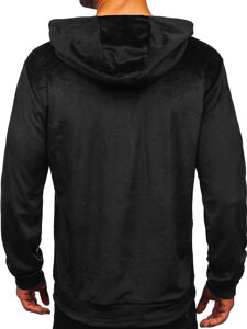 Bolf Herren Velours Kapuzenpullover Schwarz  8B1168