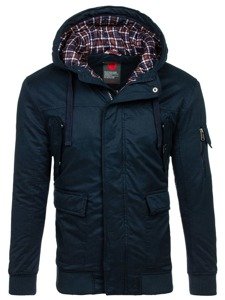 Bolf Herren Warme Winterjacke Baumwoll Jacke Dunkelblau  1890