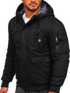 Bolf Herren Warme Winterjacke Baumwoll Jacke Schwarz  1890