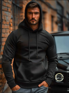 Bolf Herren Warmer Kapuzenpullover mit Kängurutasche Schwarz  1004A2