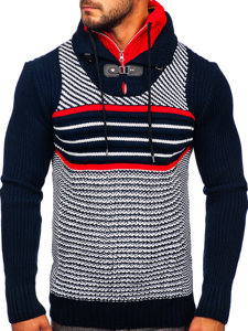 Bolf Herren Warmer Pullover mit Stehkragen Dunkelblau  2000