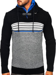 Bolf Herren Warmer Pullover mit Stehkragen Schwarz-Blau  2026