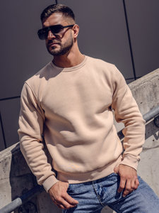 Bolf Herren Warmes Sweatshirt ohne Kapuze Beige 2001A