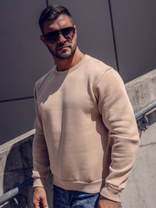 Bolf Herren Warmes Sweatshirt ohne Kapuze Beige 2001A