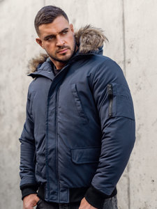 Bolf Herren Winterjacke Dunkelblau  2019