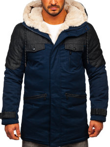 Bolf Herren Winterjacke Parka Dunkelblau  22M116