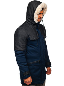 Bolf Herren Winterjacke Parka Dunkelblau  22M116