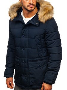 Bolf Herren Winterjacke Parka Dunkelblau  JK361