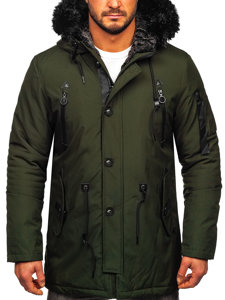 Bolf Herren Winterjacke Parka Grün  1068