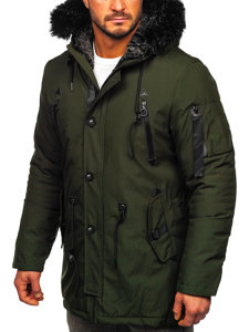 Bolf Herren Winterjacke Parka Grün  1068