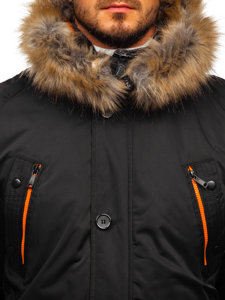 Bolf Herren Winterjacke Parka Schwarz  1067