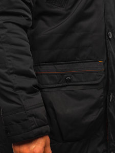 Bolf Herren Winterjacke Parka Schwarz  1067