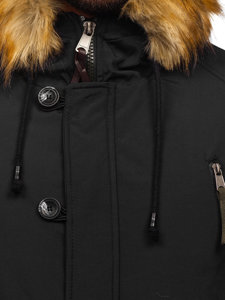 Bolf Herren Winterjacke Parka Schwarz  1795