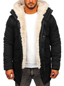 Bolf Herren Winterjacke Parka Schwarz  M115