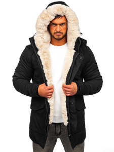 Bolf Herren Winterjacke Parka Schwarz  M115