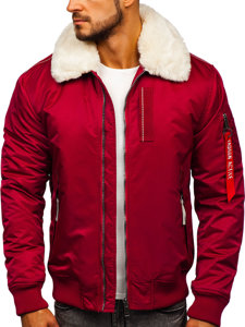 Bolf Herren Winterjacke Pilotenjacke Weinrot  1787