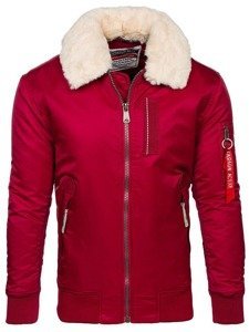 Bolf Herren Winterjacke Pilotenjacke Weinrot  1787