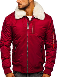 Bolf Herren Winterjacke Pilotenjacke Weinrot  1787