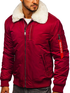 Bolf Herren Winterjacke Pilotenjacke Weinrot  1787