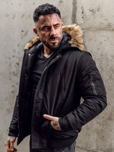 Bolf Herren Winterjacke Schwarz  2019