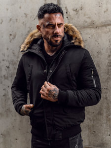 Bolf Herren Winterjacke Schwarz  2019