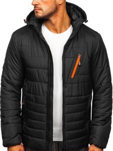 Bolf Herren Winterjacke Schwarzgrau  1822